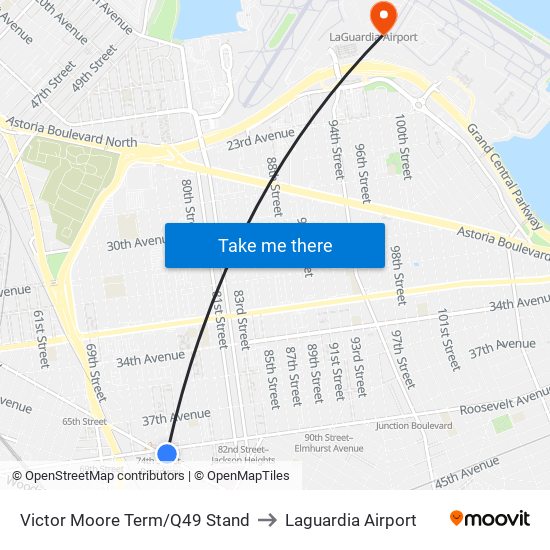 Victor Moore Term/Q49 Stand to Laguardia Airport map