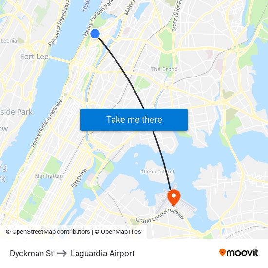 Dyckman St to Laguardia Airport map