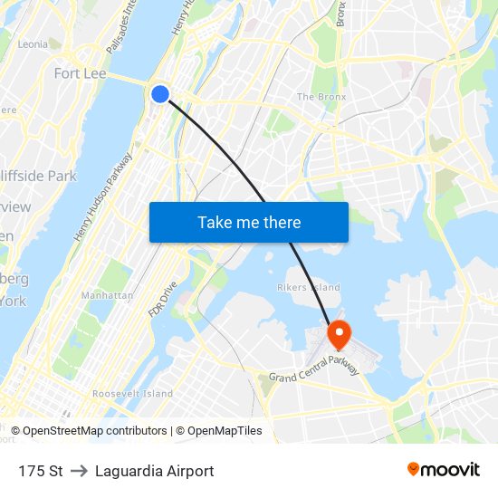 175 St to Laguardia Airport map