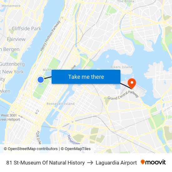 81 St-Museum Of Natural History to Laguardia Airport map