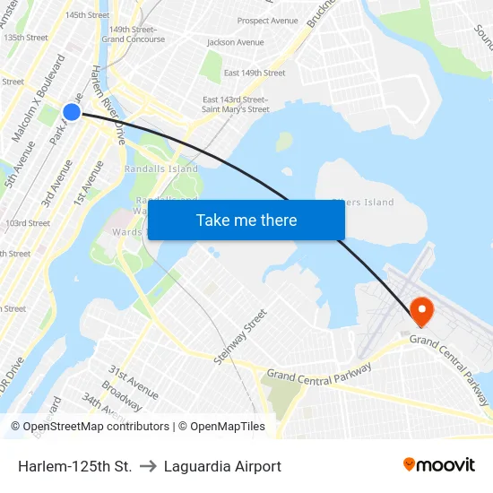 Harlem-125th St. to Laguardia Airport map