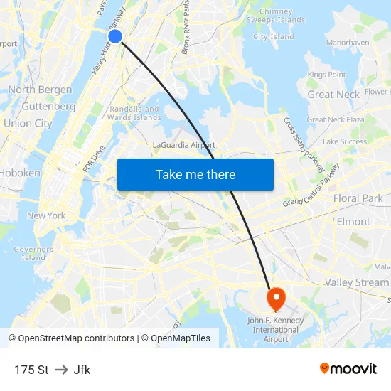 175 St to Jfk map
