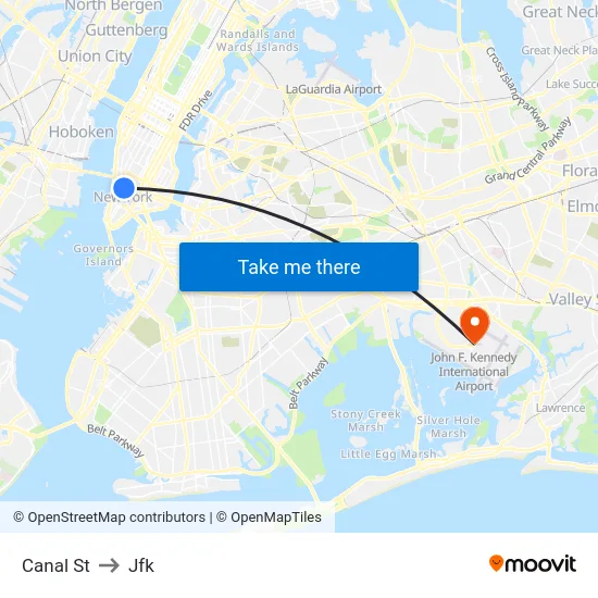 Canal St to Jfk map
