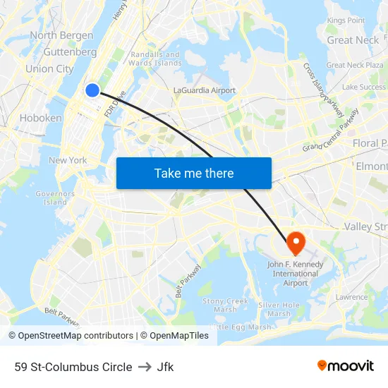 59 St-Columbus Circle to Jfk map