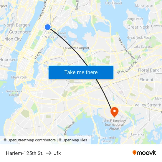 Harlem-125th St. to Jfk map