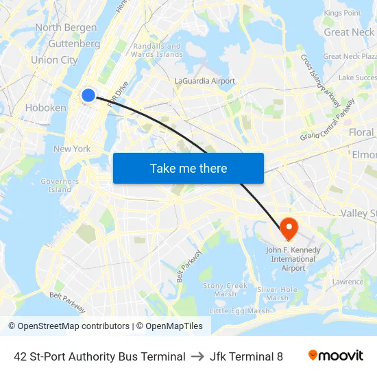 42 St-Port Authority Bus Terminal to Jfk Terminal 8 map