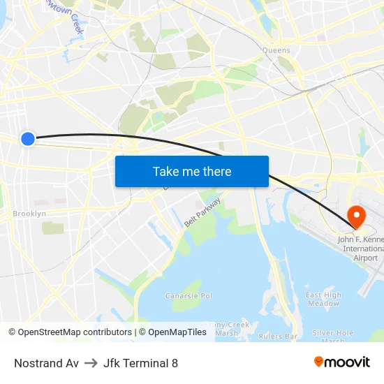 Nostrand Av to Jfk Terminal 8 map