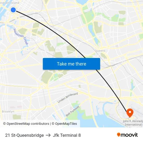 21 St-Queensbridge to Jfk Terminal 8 map