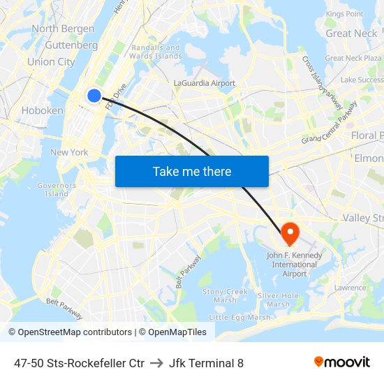 47-50 Sts-Rockefeller Ctr to Jfk Terminal 8 map