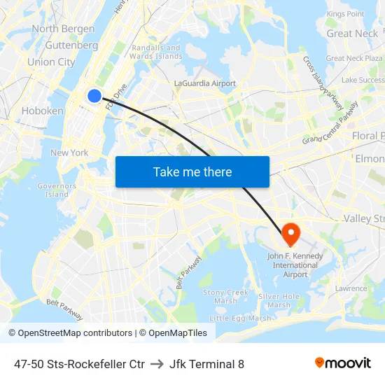 47-50 Sts-Rockefeller Ctr to Jfk Terminal 8 map