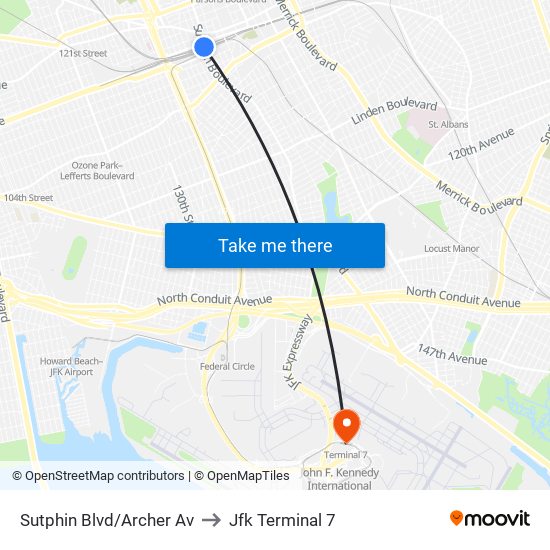 Sutphin Blvd/Archer Av to Jfk Terminal 7 map