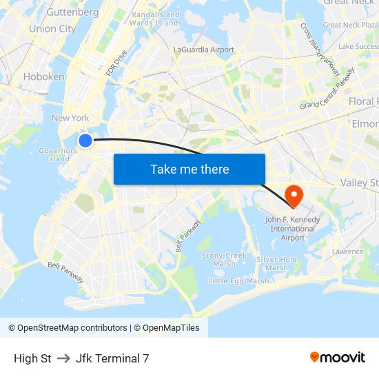 High St to Jfk Terminal 7 map