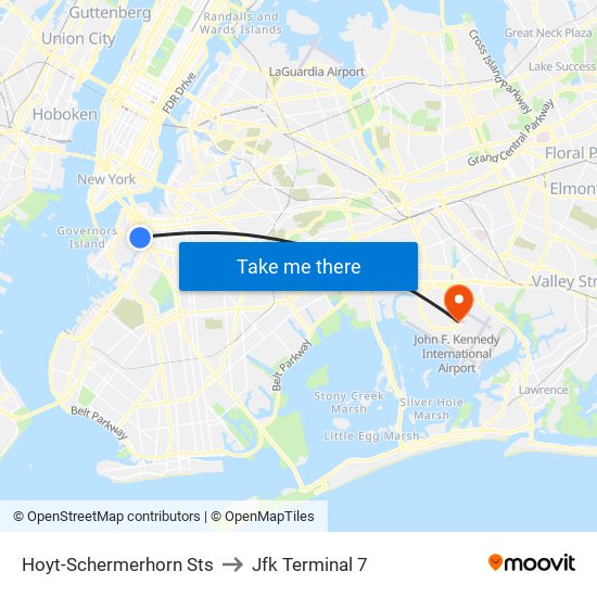 Hoyt-Schermerhorn Sts to Jfk Terminal 7 map