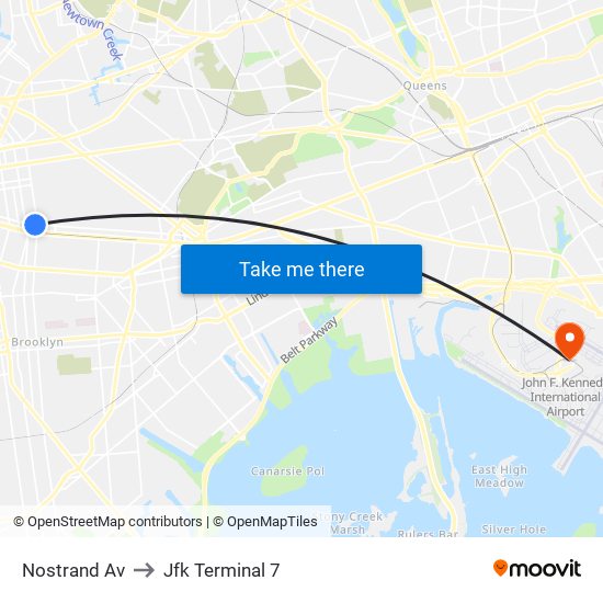 Nostrand Av to Jfk Terminal 7 map