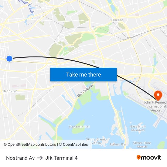 Nostrand Av to Jfk Terminal 4 map