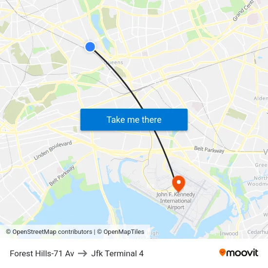 Forest Hills-71 Av to Jfk Terminal 4 map