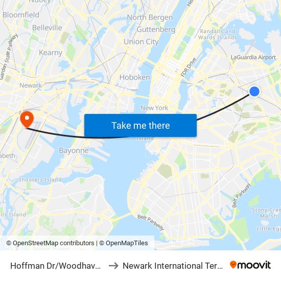 Hoffman Dr/Woodhaven Blvd to Newark International Terminal C map