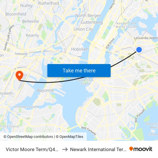 Victor Moore Term/Q49 Stand to Newark International Terminal B map