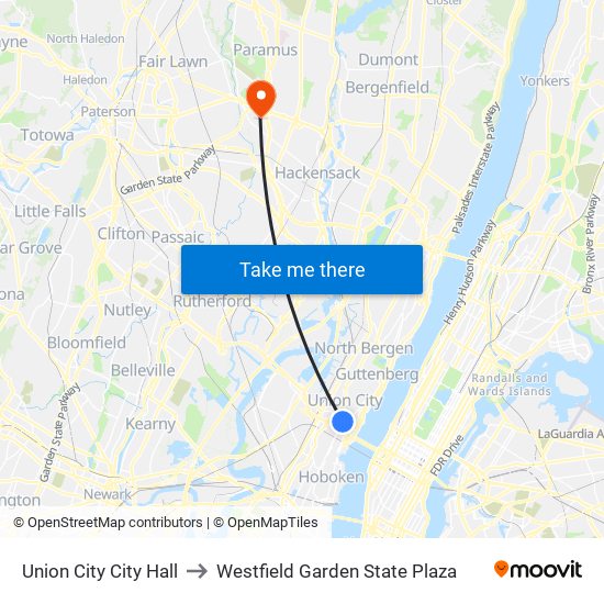 Driving directions to Garden State Plaza Parkway, Garden State