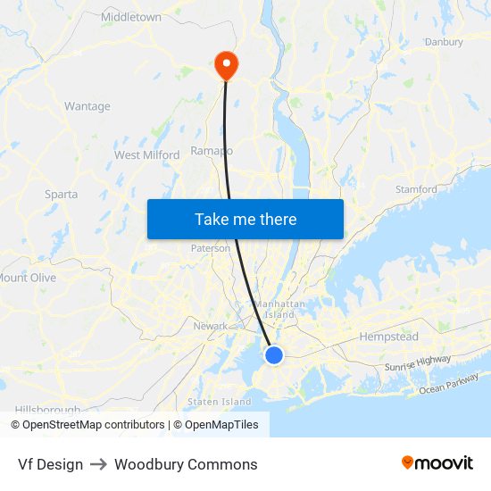 Mili Nyc to Woodbury Commons map