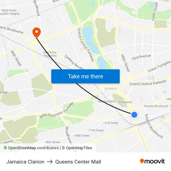 Jamaica Clarion, 138-05 Jamaica Ave to Queens Center Mall map