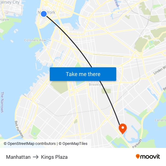 Manhattan to Kings Plaza map