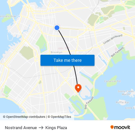 Nostrand Avenue to Kings Plaza map