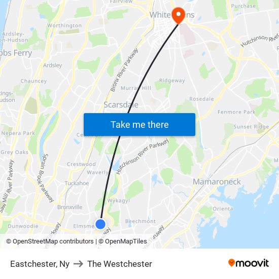 Eastchester, Ny to The Westchester map