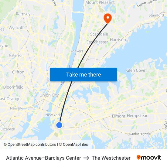 Atlantic Avenue–Barclays Center to The Westchester map