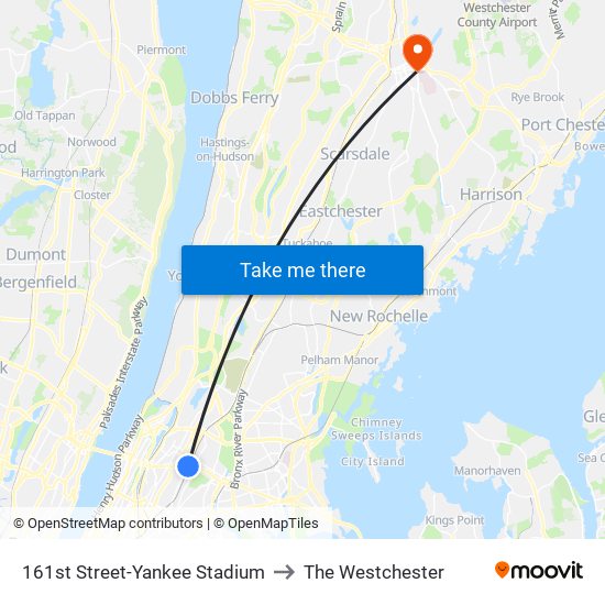 161st Street-Yankee Stadium to The Westchester map