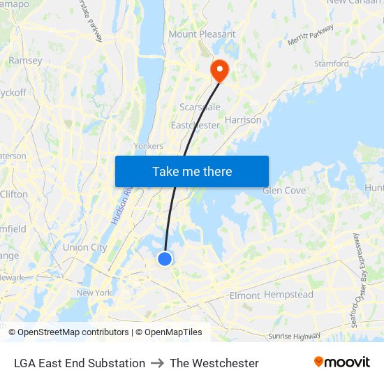 LGA East End Substation to The Westchester map