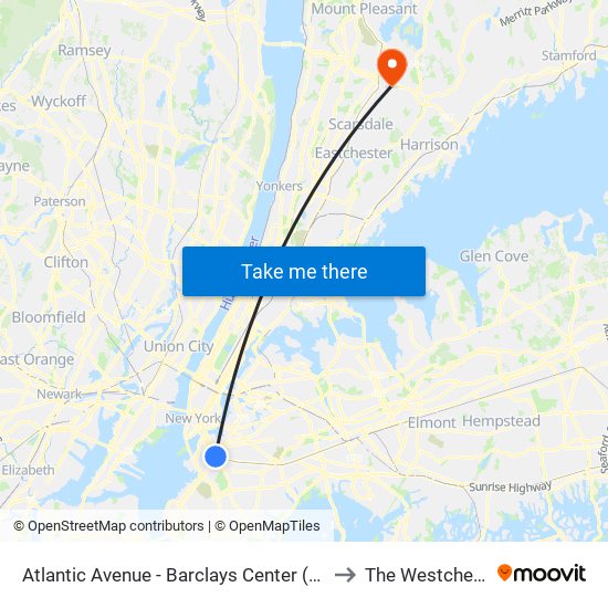 Atlantic Avenue - Barclays Center (2,3,4,5) to The Westchester map