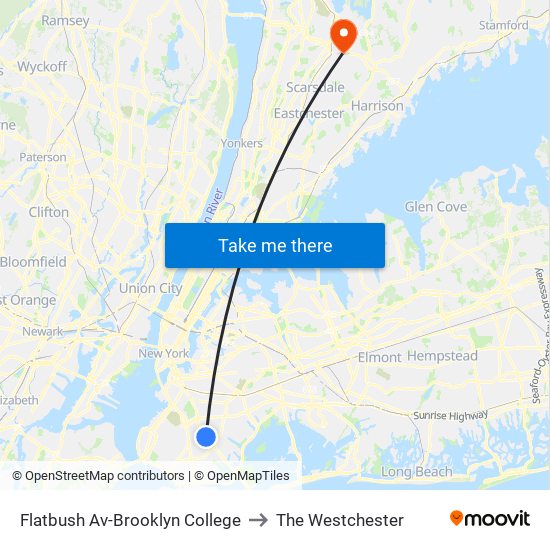 Flatbush Av-Brooklyn College to The Westchester map