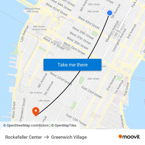 Rockefeller Center to Greenwich Village with public transportation