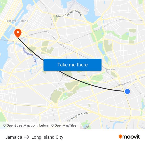 Jamaica to Long Island City map