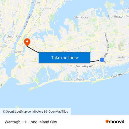 Wantagh to Long Island City map
