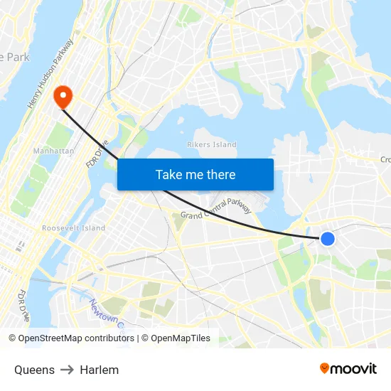 Queens to Harlem map