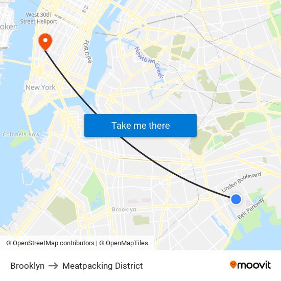 Brooklyn to Meatpacking District map