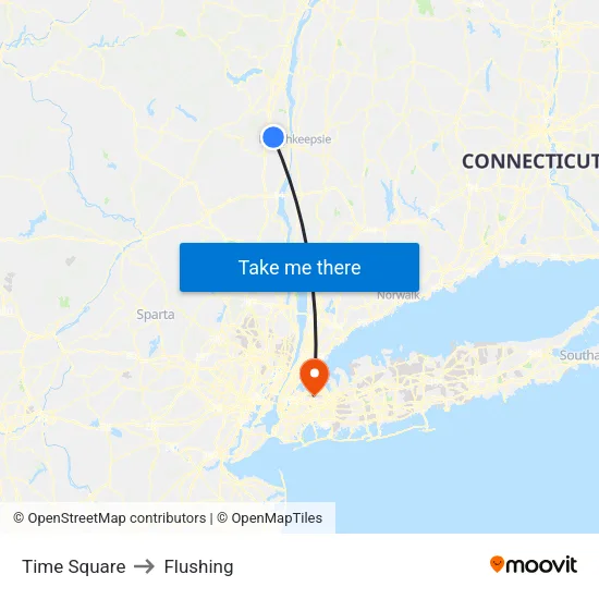 Time Square to Flushing map