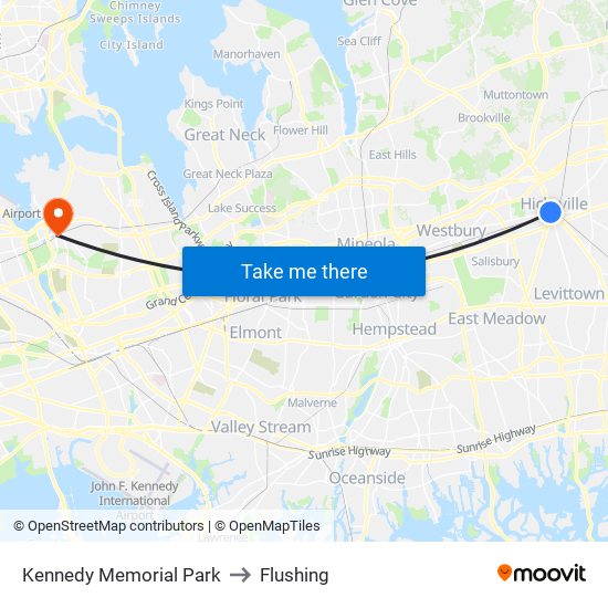 Kennedy Memorial Park to Flushing map