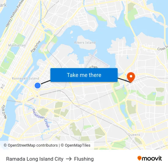 Ramada Long Island City to Flushing map