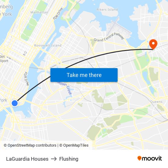 LaGuardia Houses to Flushing map