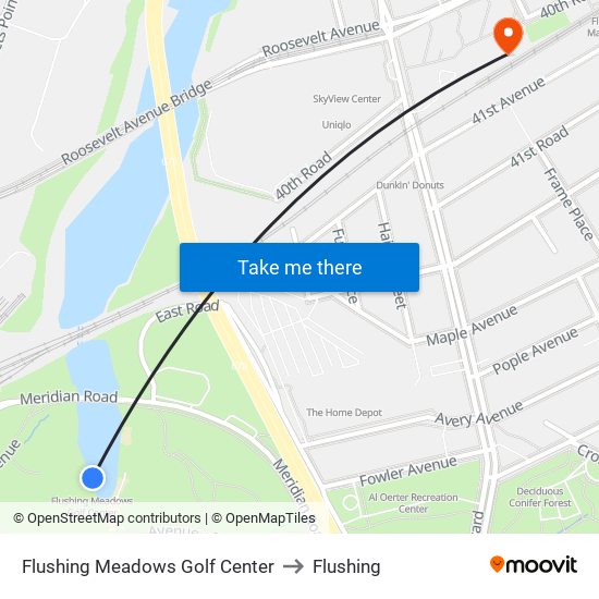 Flushing Meadows Golf Center to Flushing map