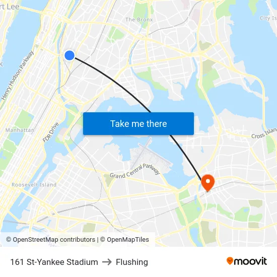 161 St-Yankee Stadium to Flushing map