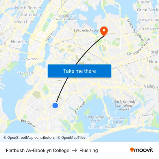 Flatbush Av-Brooklyn College to Flushing map