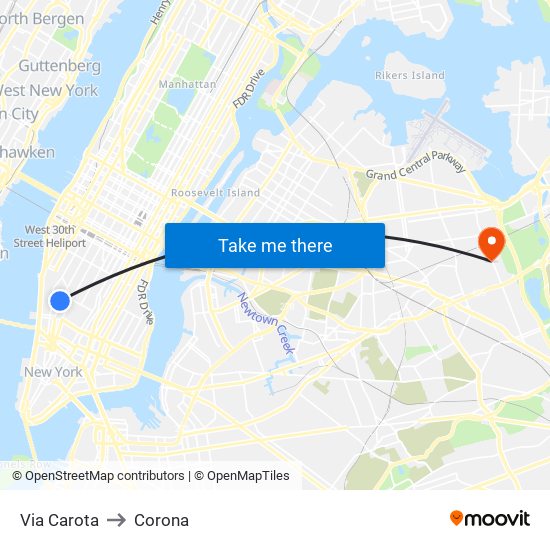 Via Carota to Corona map