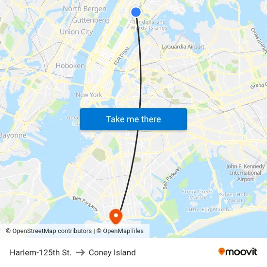 Harlem-125th St. to Coney Island map