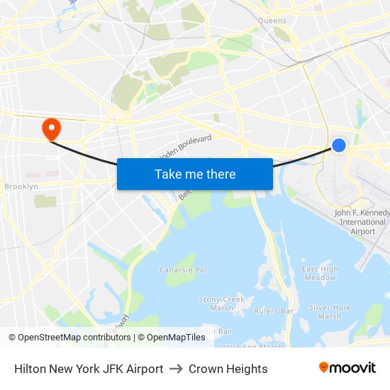 Hilton New York JFK Airport to Crown Heights map