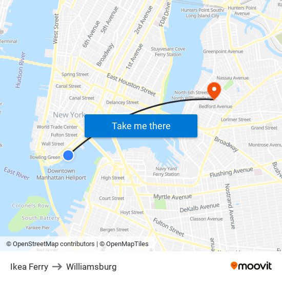 Ikea Ferry to Williamsburg map