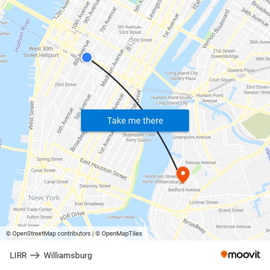 LIRR to Williamsburg map